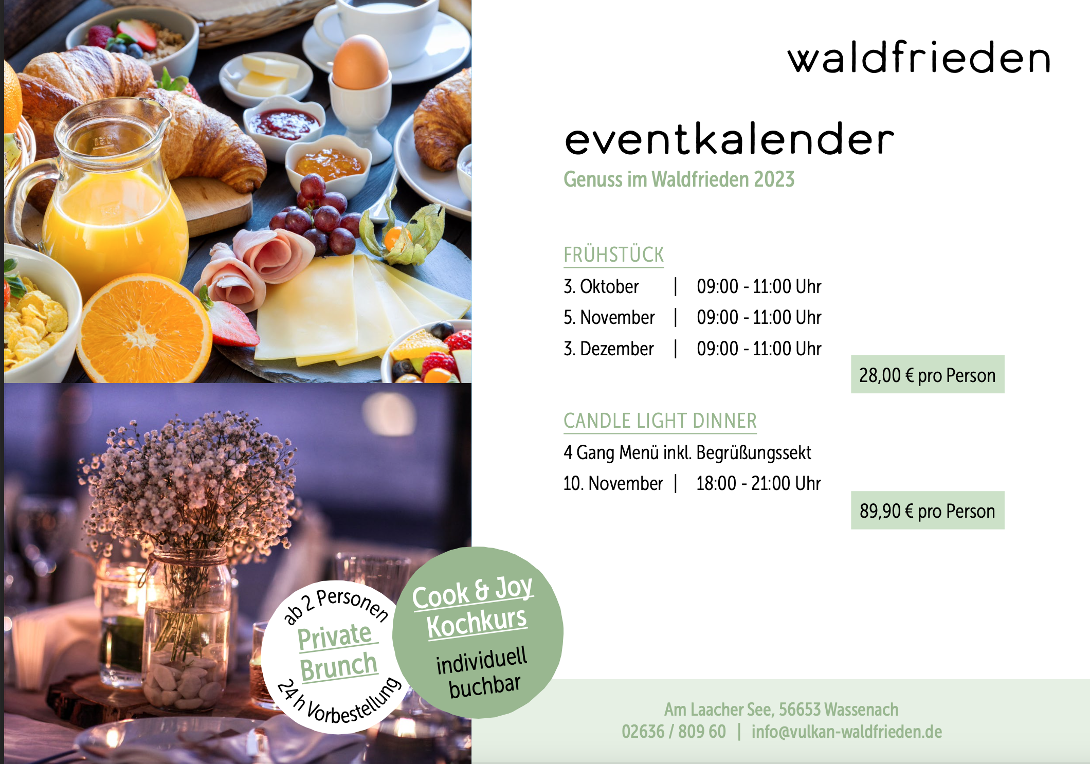 Eventkalender Restaurant Waldfrieden 2023
